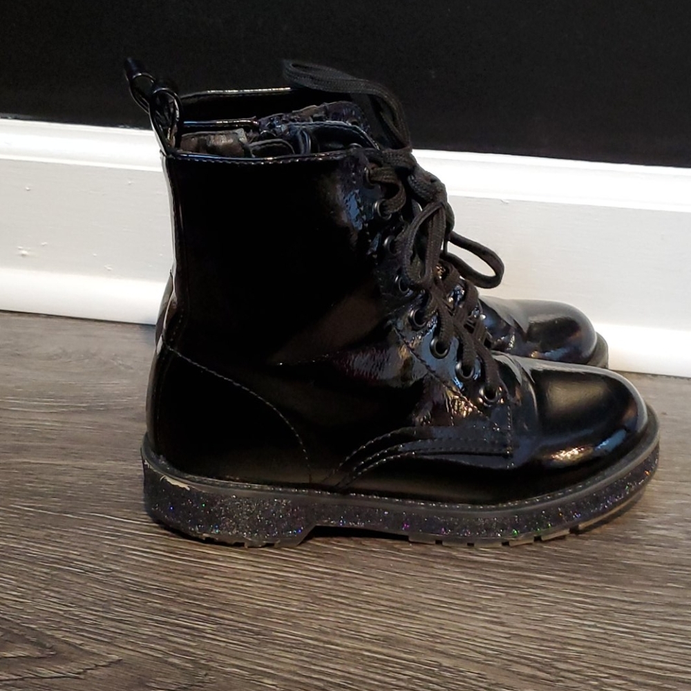 Girls Black Combat Boots Size 13